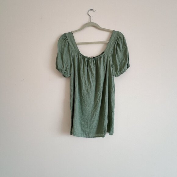Saje Green Linen Short Sleeve Top - Picture 7 of 7
